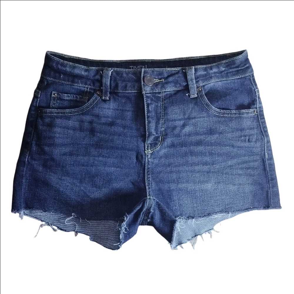 Time and Tru Blue Jean Shorts Raw Frayed Hem